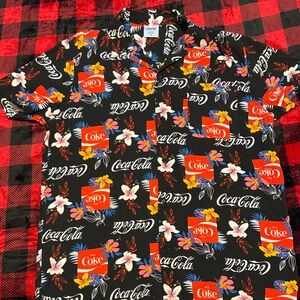 Coca Cola Black Floral Logo Button-Down Shirt